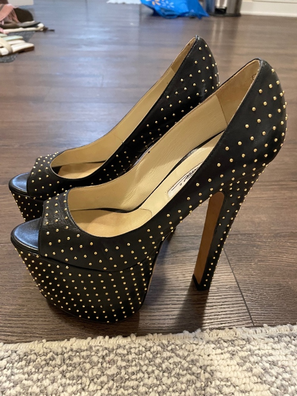 Brian Atwood black studded heels